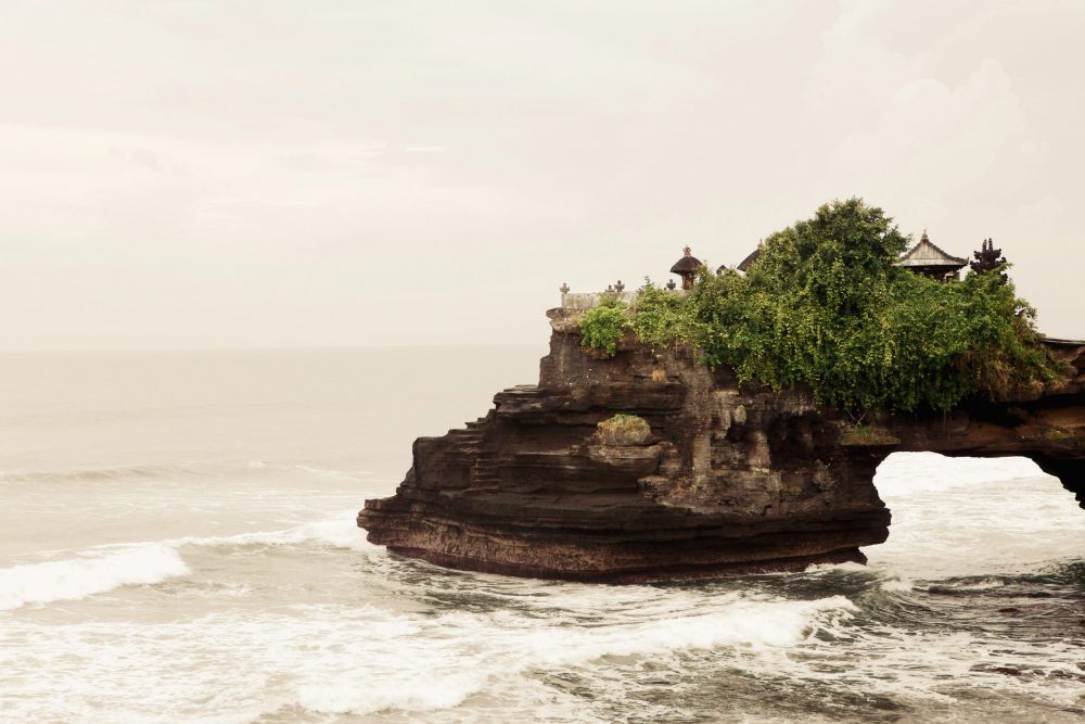 Tanah lot temple at bali indonesia
