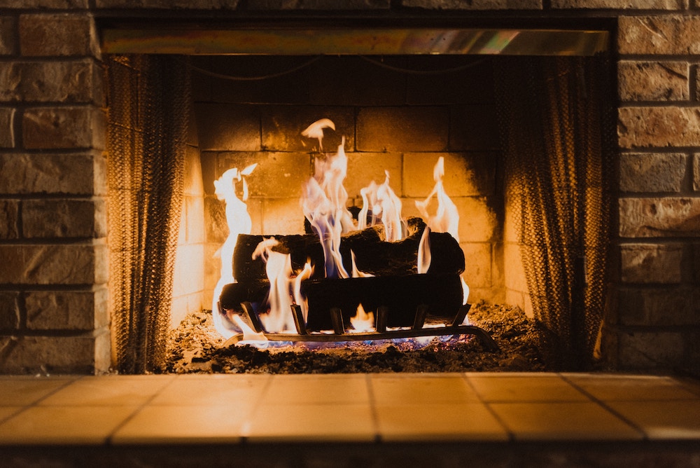 A roaring fireplace