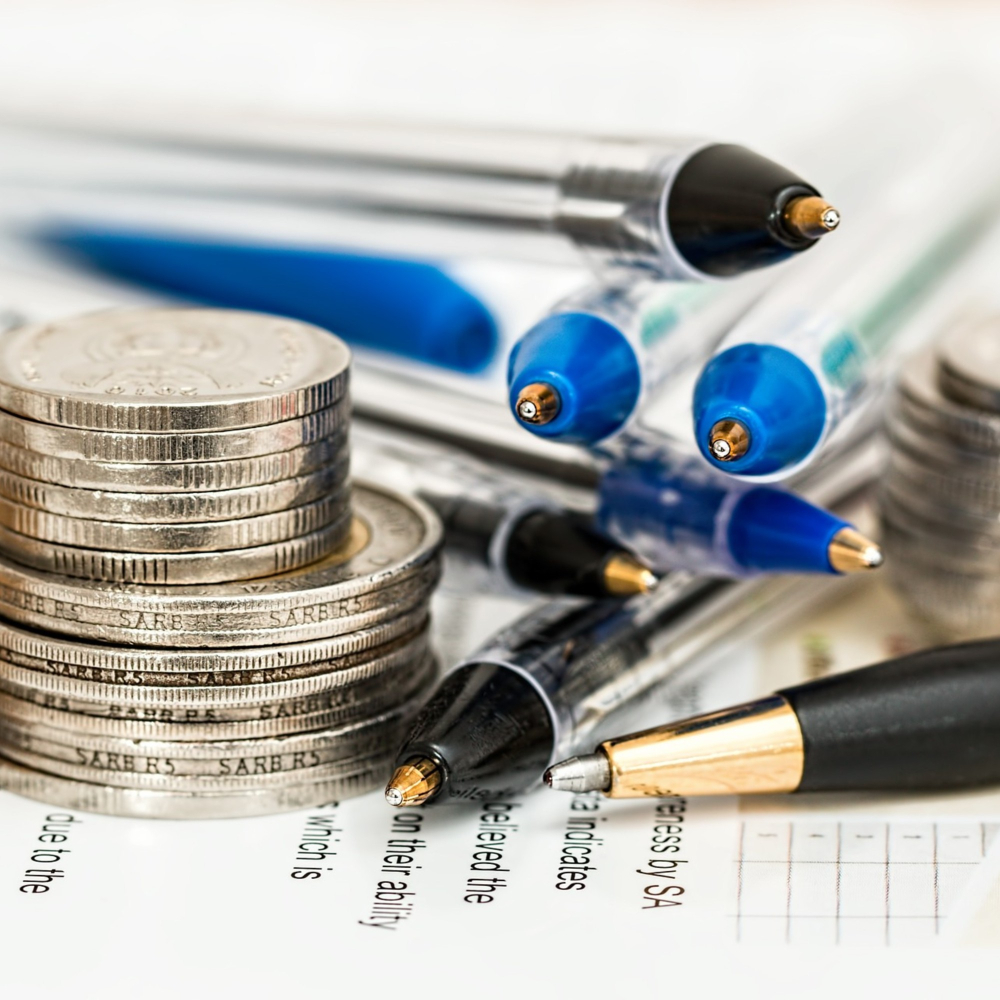 money pens and forms