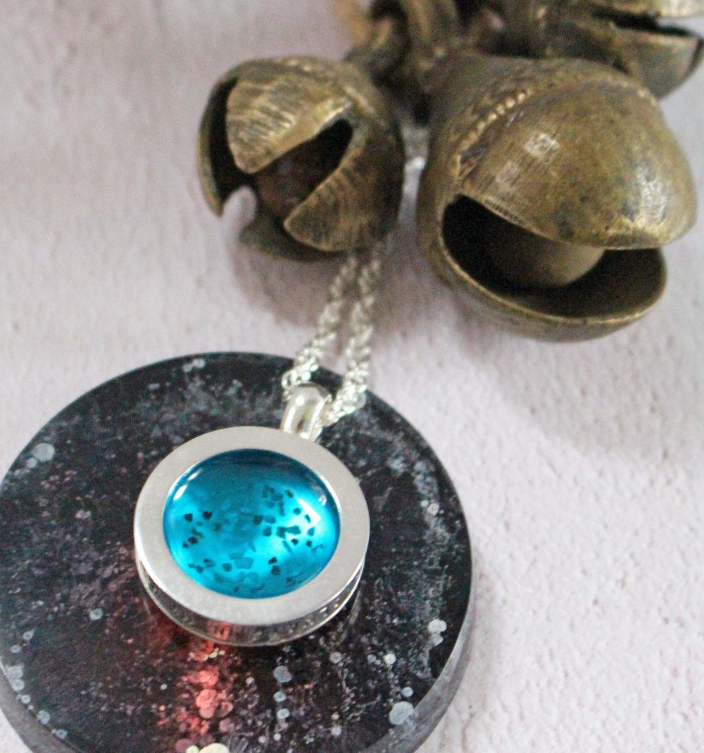 Starry Night Pendant from My Pet's Ashes - teal satin lustre
