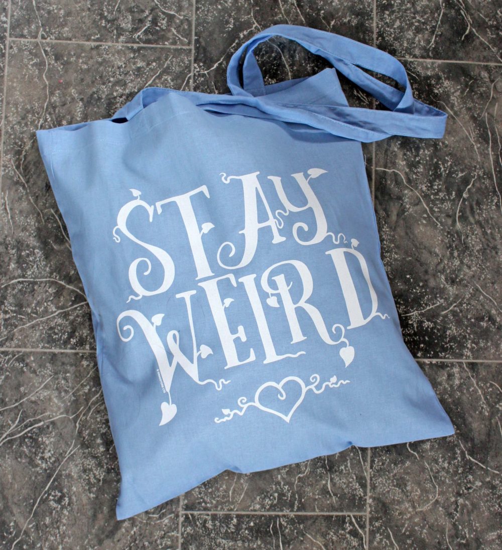 STAY WEIRD SKY BLUE TOTE BAG