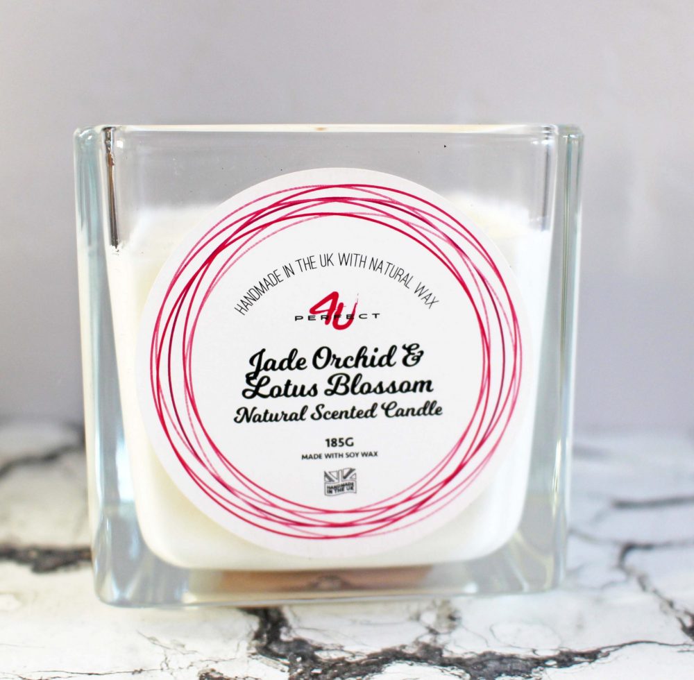 Handmade Perfect4U Jade Orchid & Lotus Blossom Scented Candle Close Up