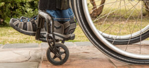 close up on wheels of a wheelchair