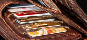 Wallet with cards in