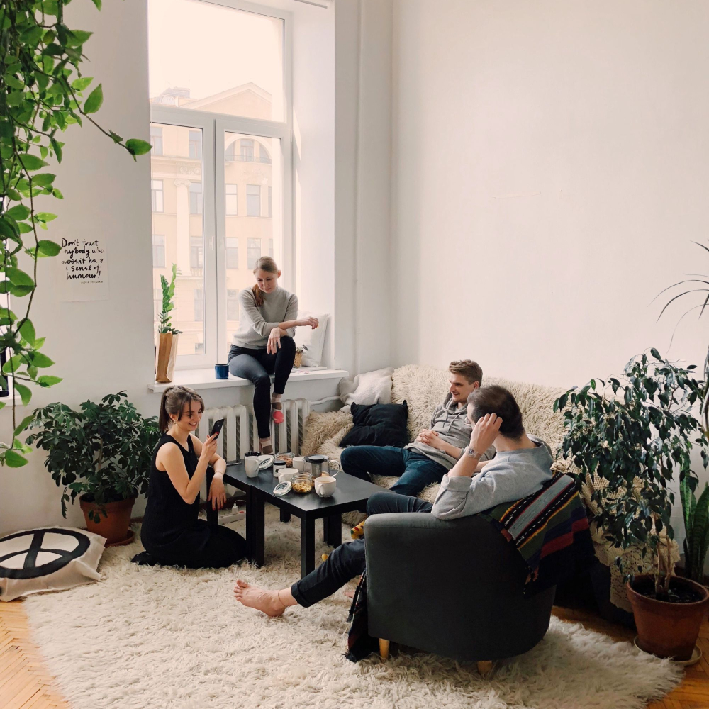 people sat around in a lounge