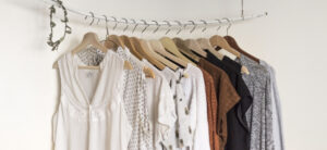 Clothes hanging on a rack