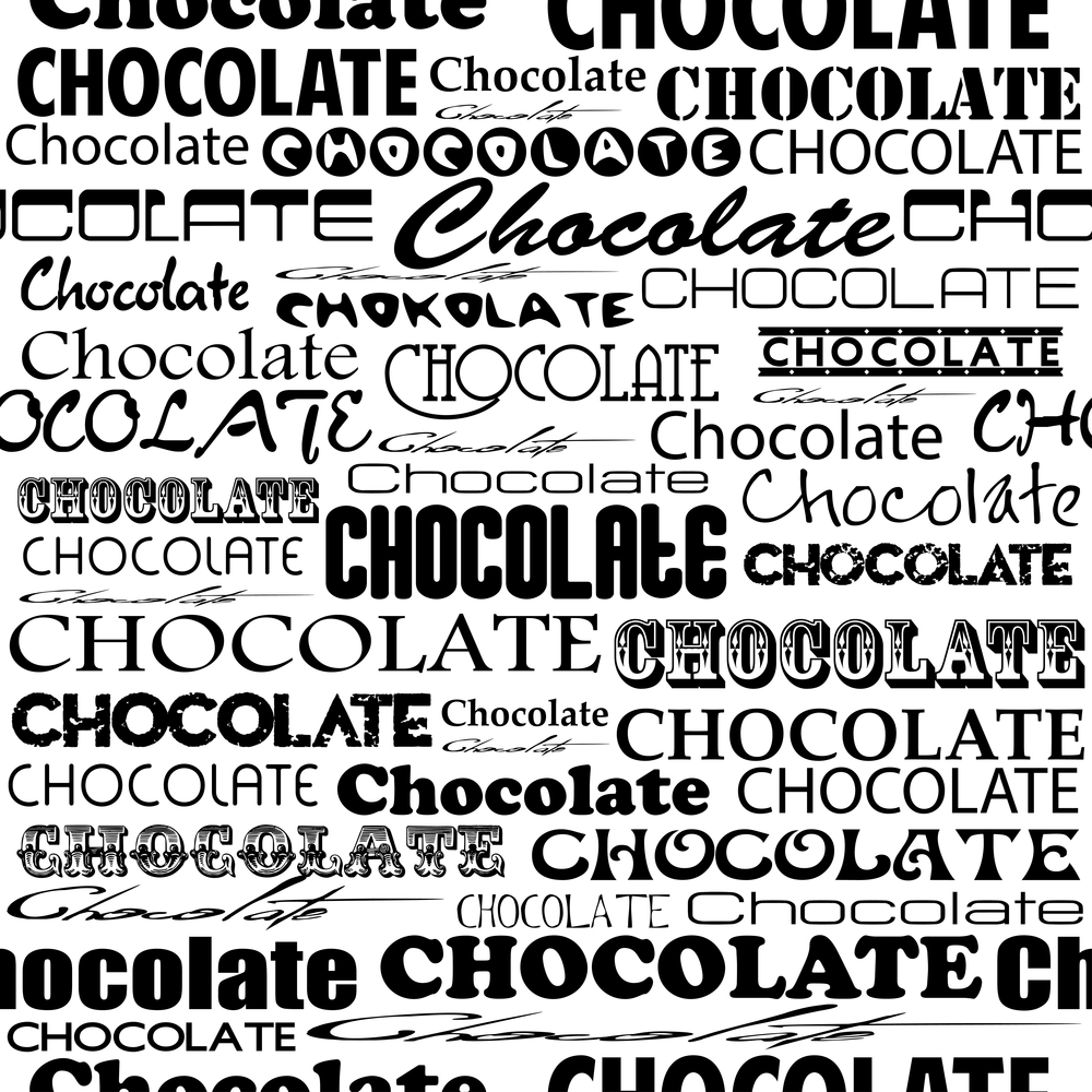 chocolate written in a number of different fonts