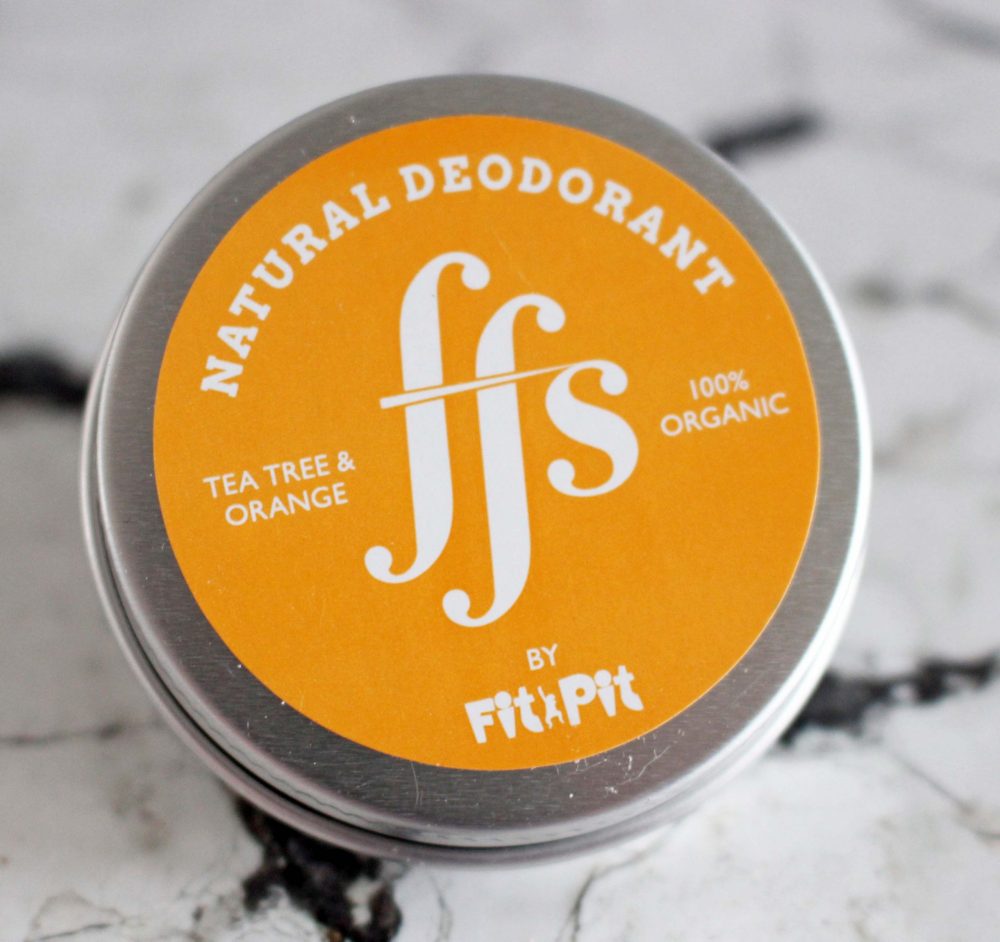 FFS Friction Free Shaving Natural Deodorant in Tea Tree and Orange over head of the pot