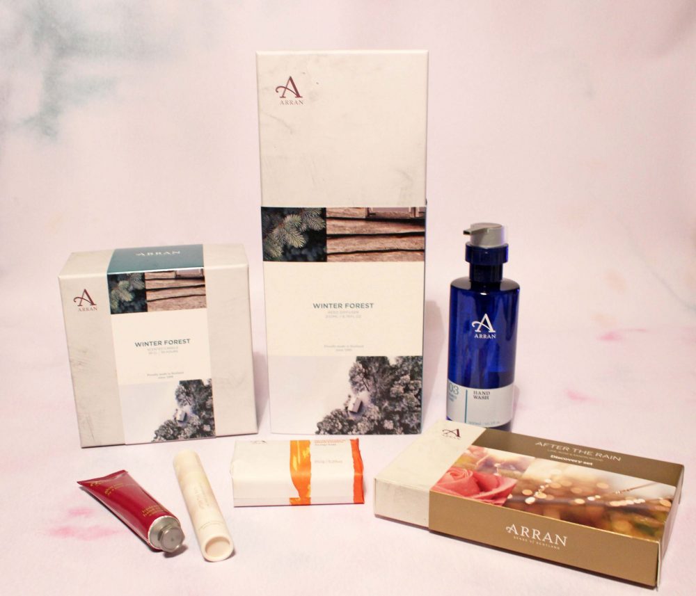 Arran Sense of Scotland collection of items from hand wash to hand cream and home fragrance
