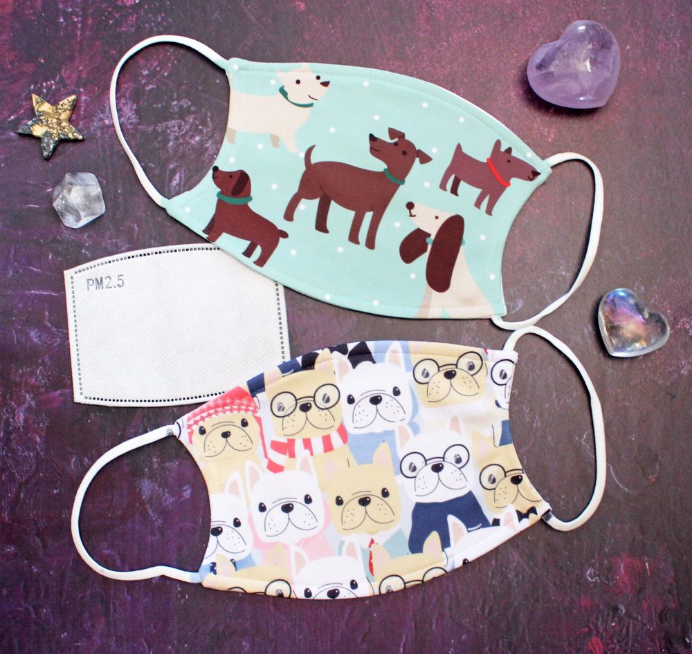 Printed Face Mask - Cute Doggo and Blue Doggo Pattern Design from Treat Republic with PM2.5 in picture