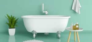 bathroom with green walls