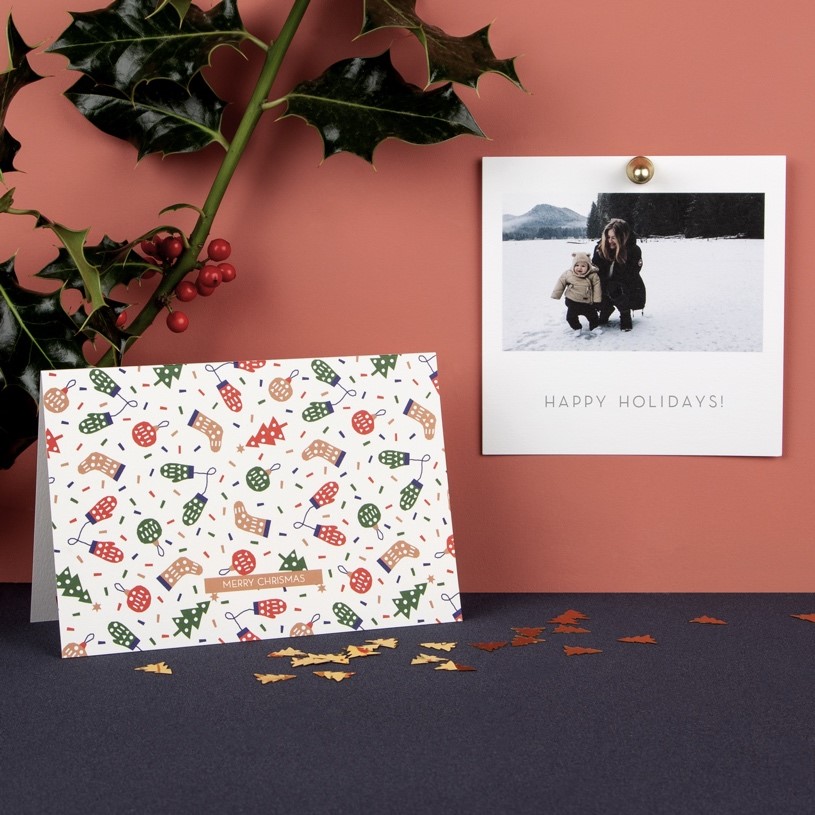 christmas card with baubles