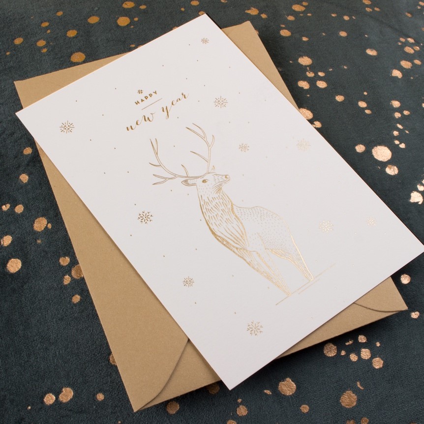 christmas card with stag on