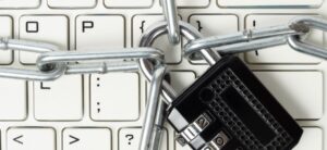 padlock around a keyboard