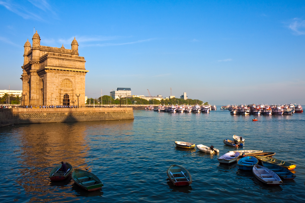 Gateway of India at sunset in Mumbai.