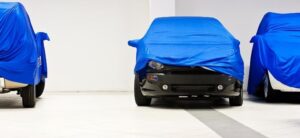 cars under blue covers