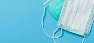 facemasks on a blue background