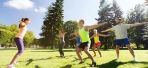 people exercising in the outdoors