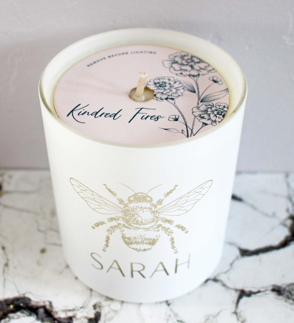 Worker Bee Gift Personalised Scented Candle From Kindred Fires From Above