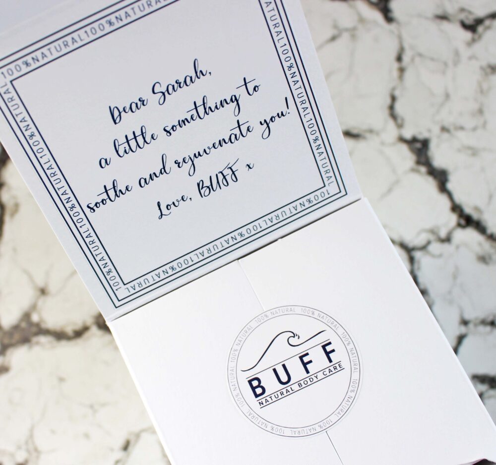 Buff Natural Bodycare - Create Your Own Personalised Gift Box Inside the Lid