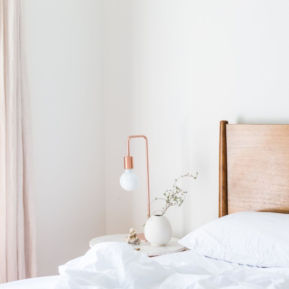 bedroom area white and gold