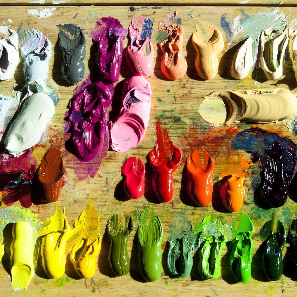 oil paints on a palette