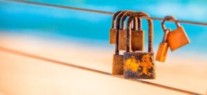padlocks on a wire