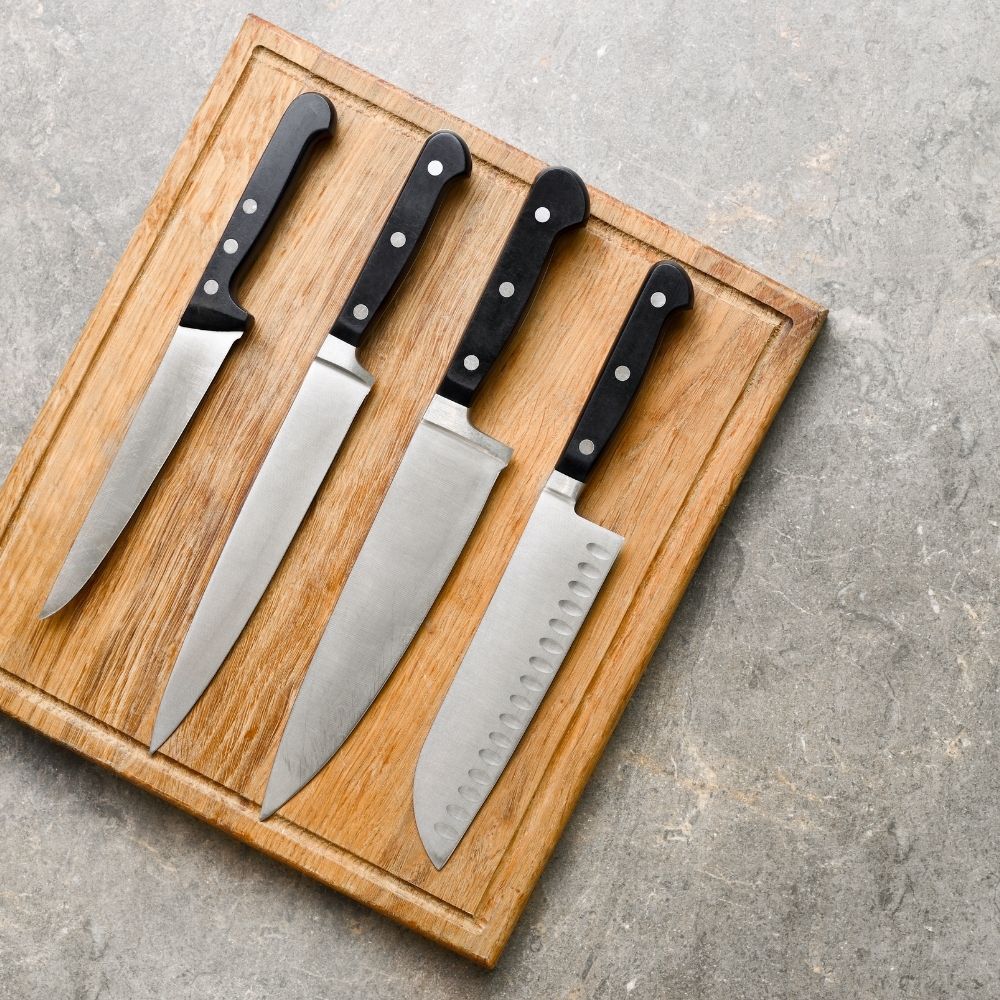 knives on a chopping board