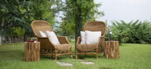 seating area in a garden