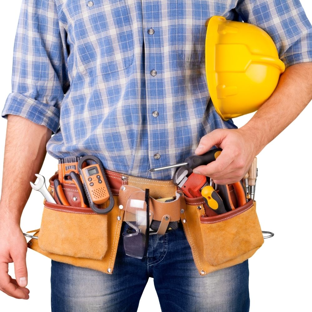 person with a hard hat and tool belt