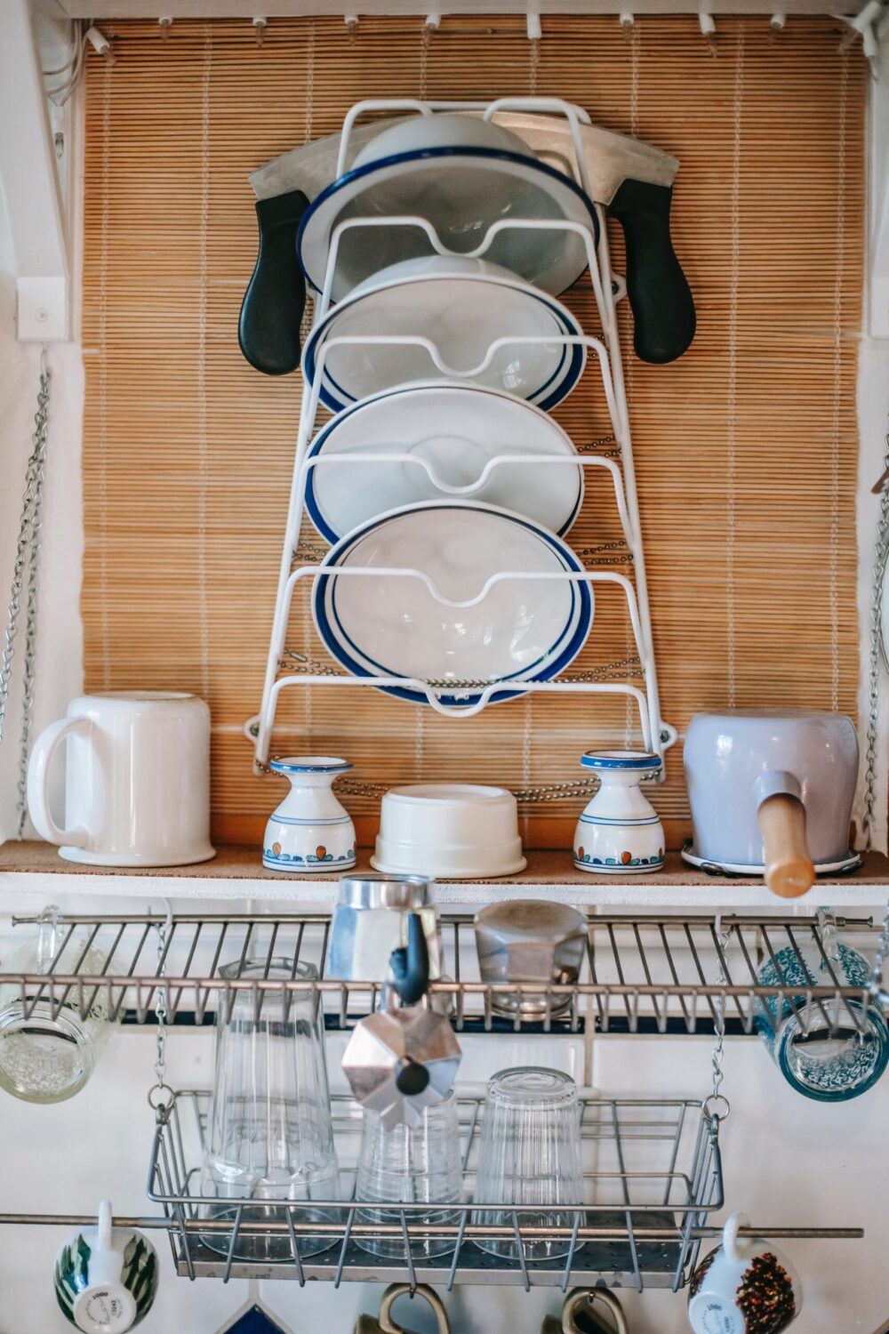 Dishes in a rack