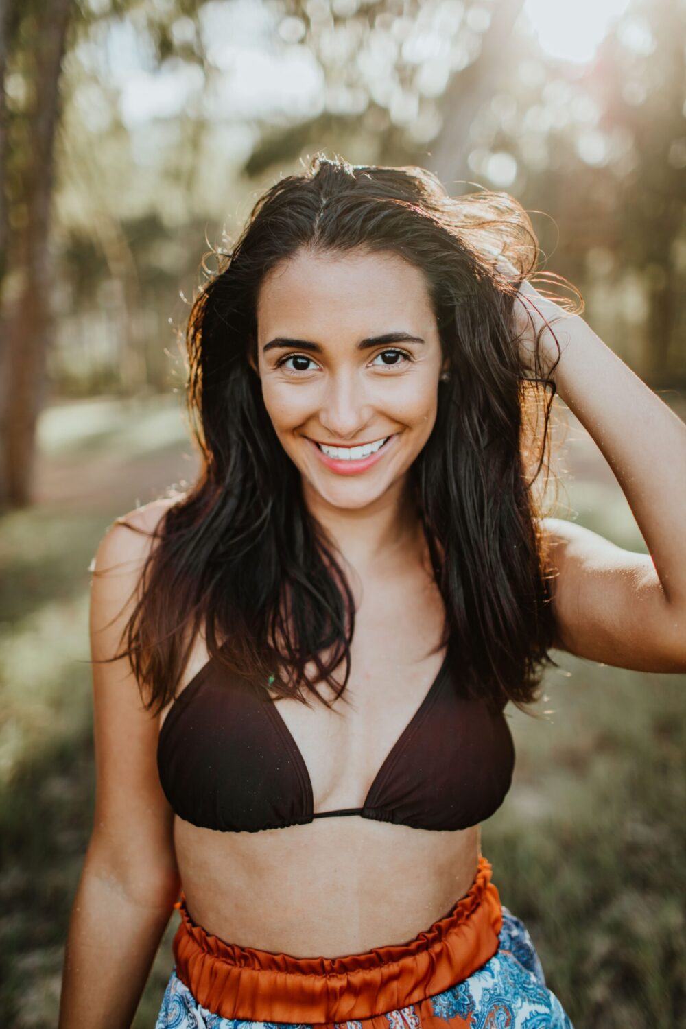 women smiling.