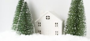 small model house with trees around