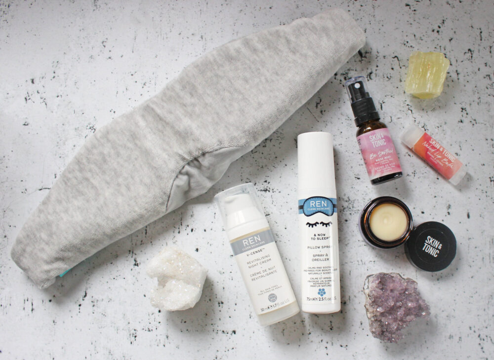 Sleep tools utilising items from Ren and Skin and Tonic alongside an audio eye mask