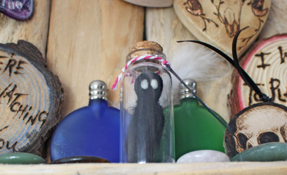 Inner Demons from Lil Shop of Horrors on Etsy sitting on a shelf
