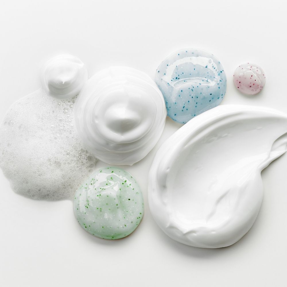 composition of various skin care creams and items
