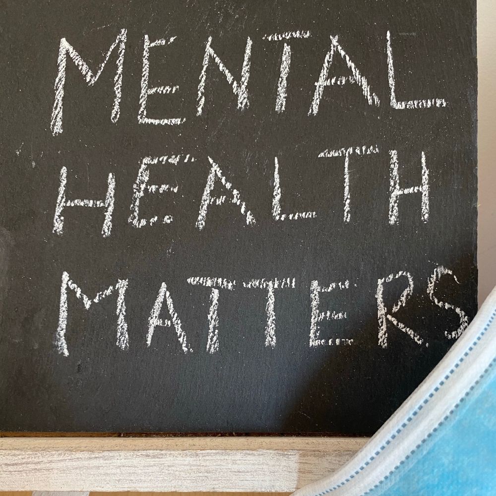 mental health matters written on a chalk board