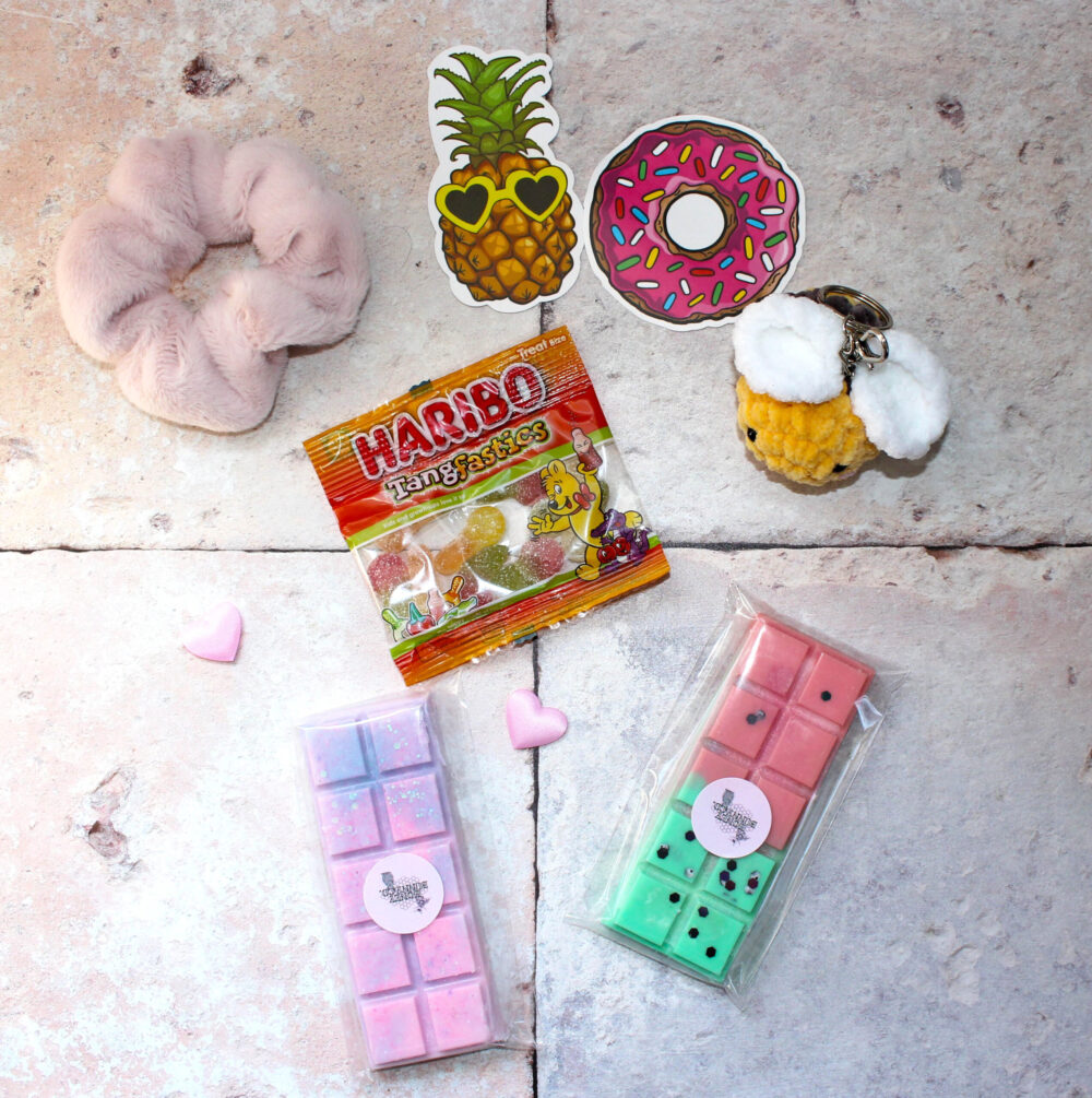 The Mini HONEYBUNNYCO. Bee Box Gift with Crochet Bee Keyring