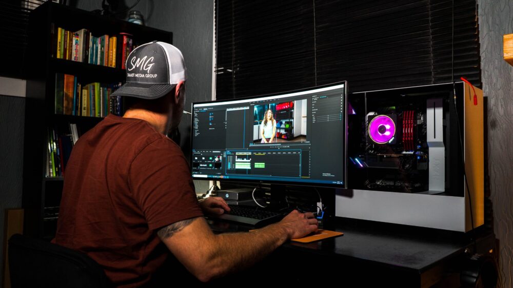 Person editing videos