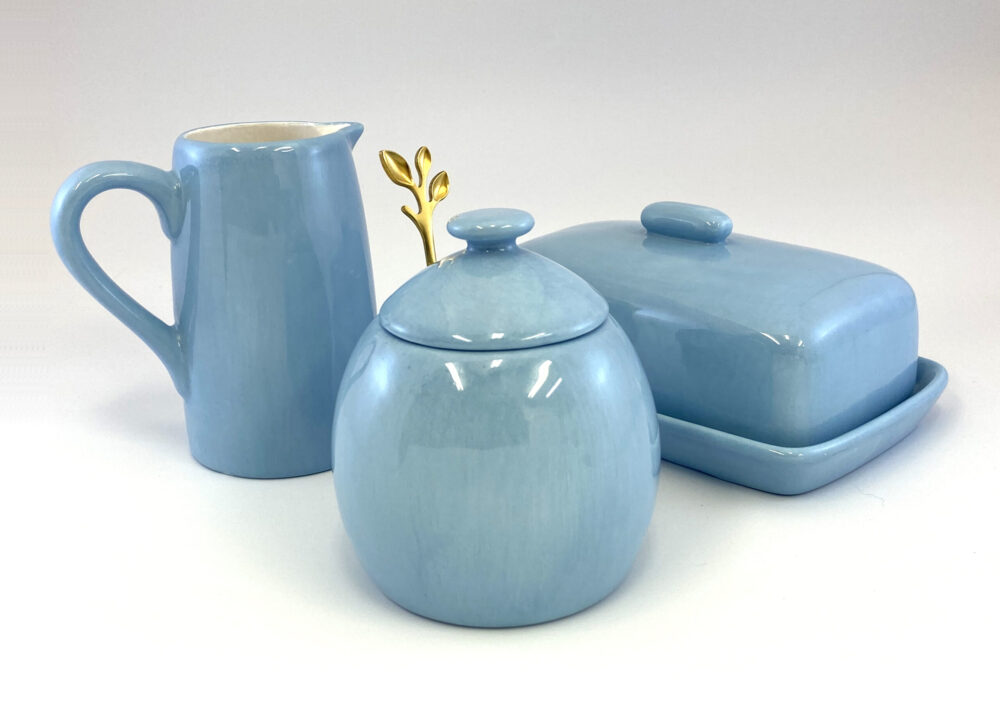 Butter Dish Sugar Bowl Jug Set by Peter Bowen Art