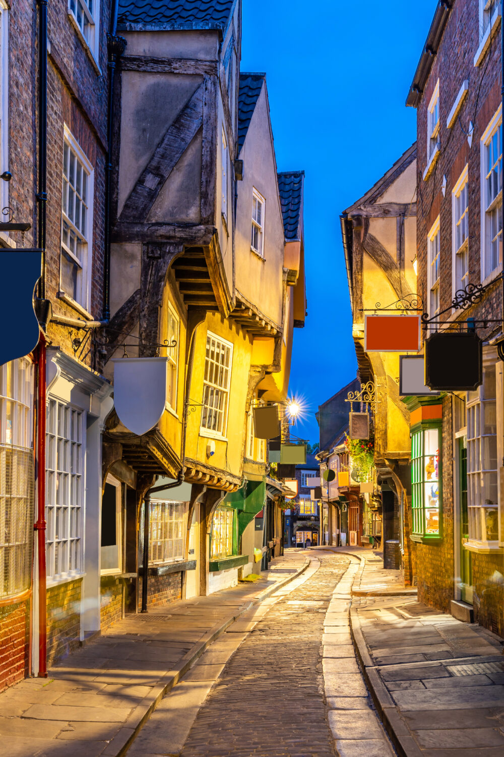 York shambles alley sunset dusk, York England UK