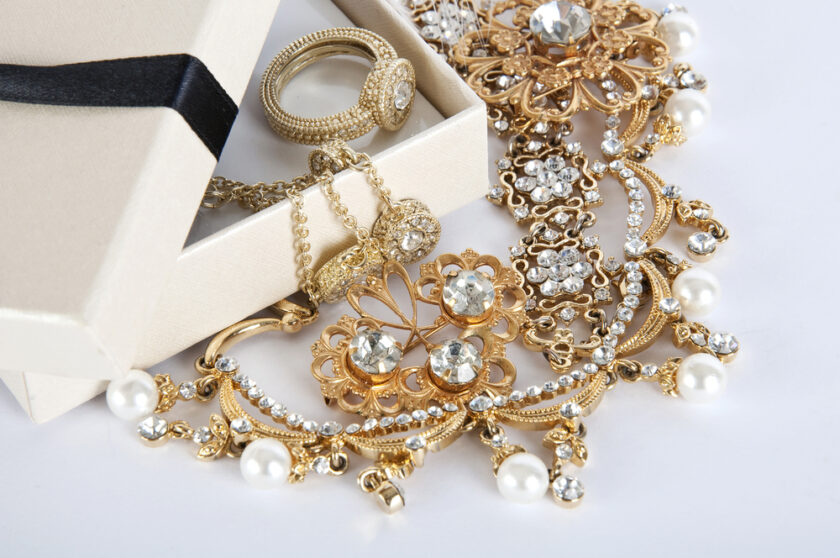 Casket with Jewellery on a white background