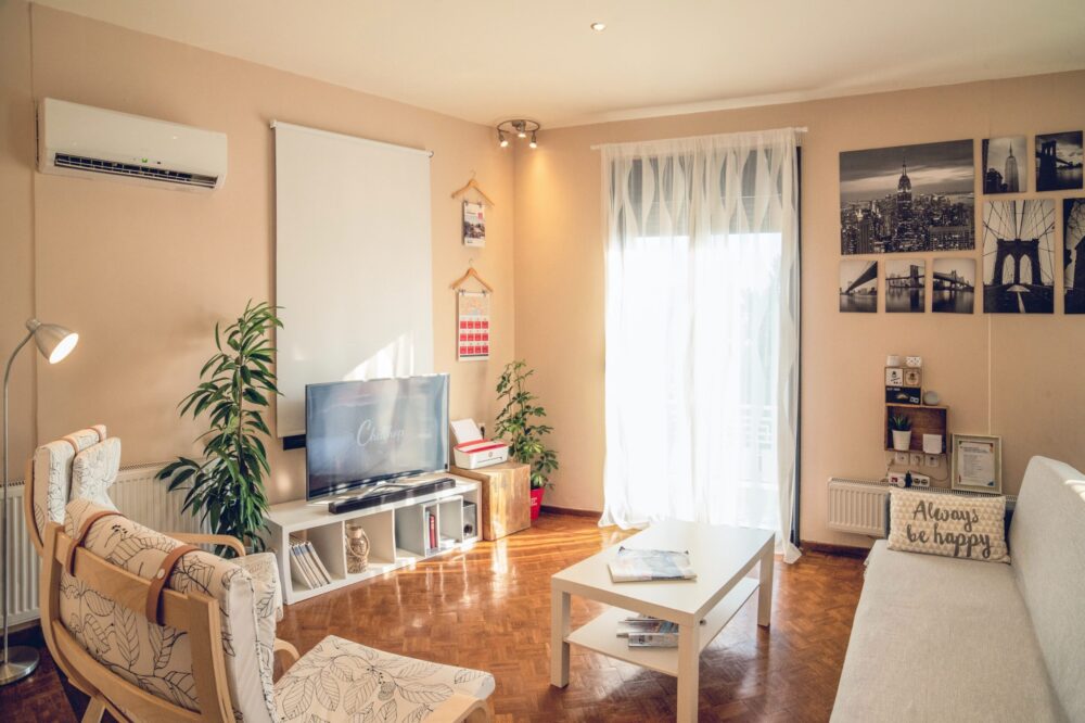 Living Area bright and light set up ready for a family