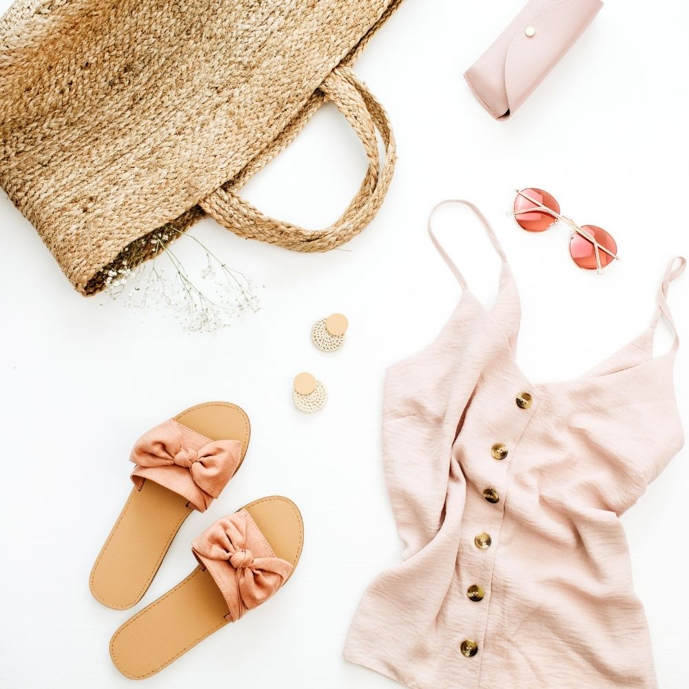 shoes bag sunglasses and top