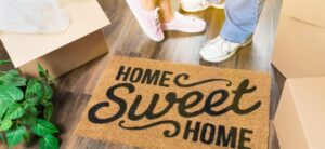 doormat saying home sweet home