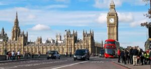 double decker bus with london big ben in background
