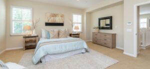 spacious and bright bedroom area