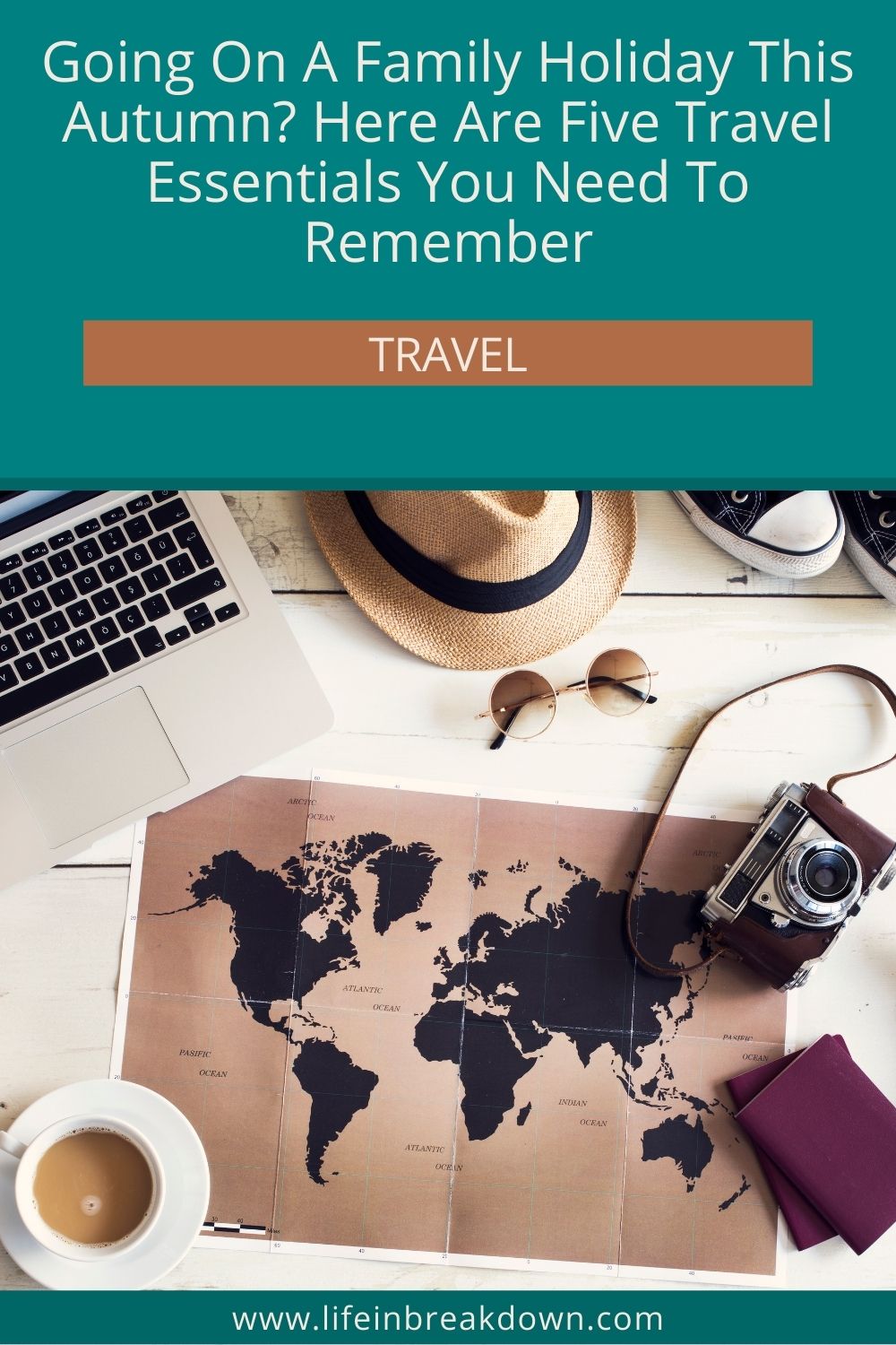 Five travel essentials for a family holiday graphic pin