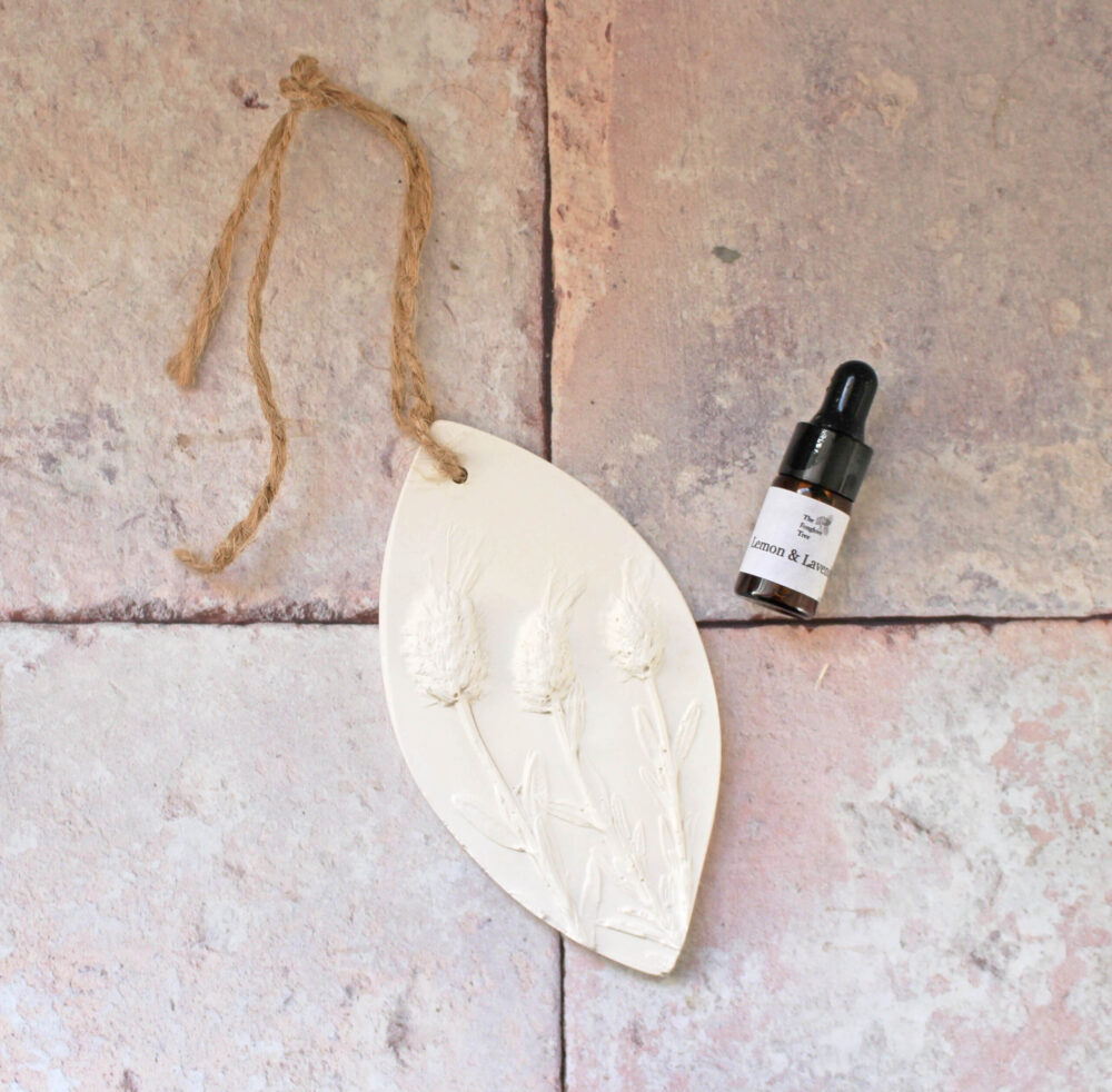 The Foxglove Tree Botanical Cast of a Lavender Plant with Small Bottle of Lemon Lavender Oil