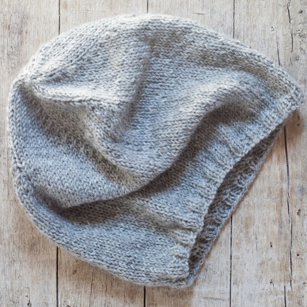 grey beanie hat from above